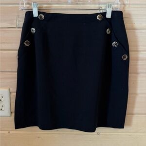 VINTAGE Cache Black Mini Skirt with Leopard Print Buttons S 4